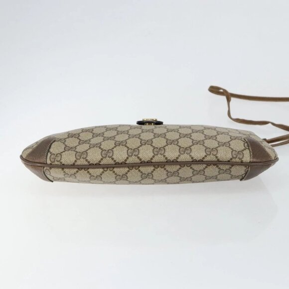 GUCCI GG Supreme Web Sherry Line Bag PVC Beige Gold 904 02 020 Auth BA7124 - Picture 7 of 16